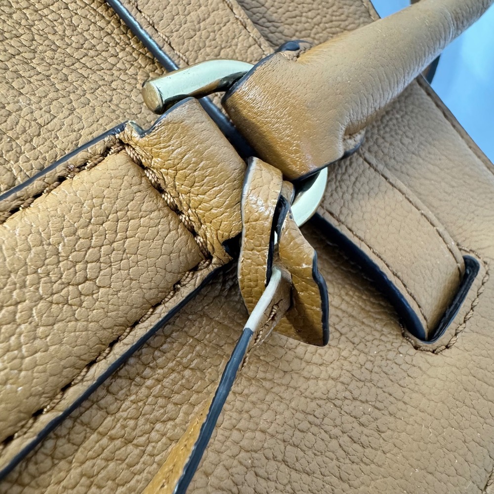 Michael Kors Hamilton Satchel Acorn Brown Pebbled Leather Gold Lock Hand Bag - Picture 15 of 16
